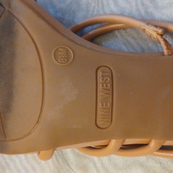 Nine West Rosy Brown heeled sandals, Size 8 1/2, wedge heel,  like new. - Picture 5 of 6